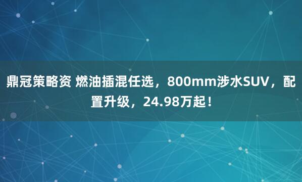 鼎冠策略资 燃油插混任选，800mm涉水SUV，配置升级，24.98万起！